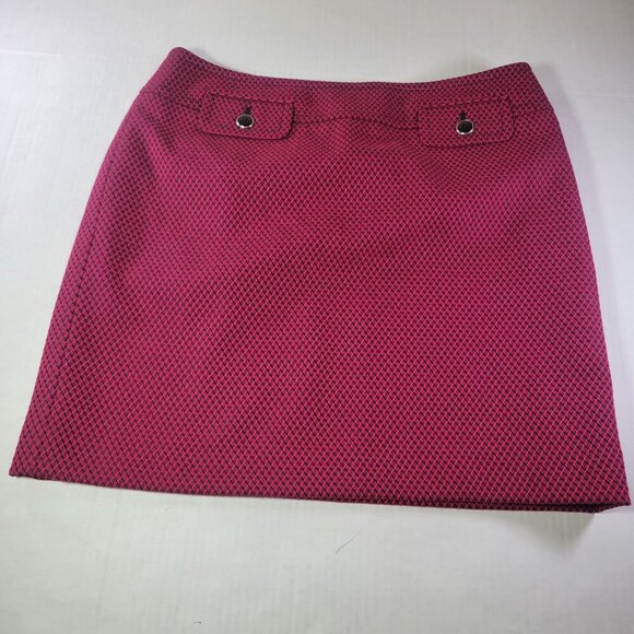 Ann Taylor Loft Petite Women Professional Red Diamond Pattern Skirt Size 6P - Picture 1 of 10